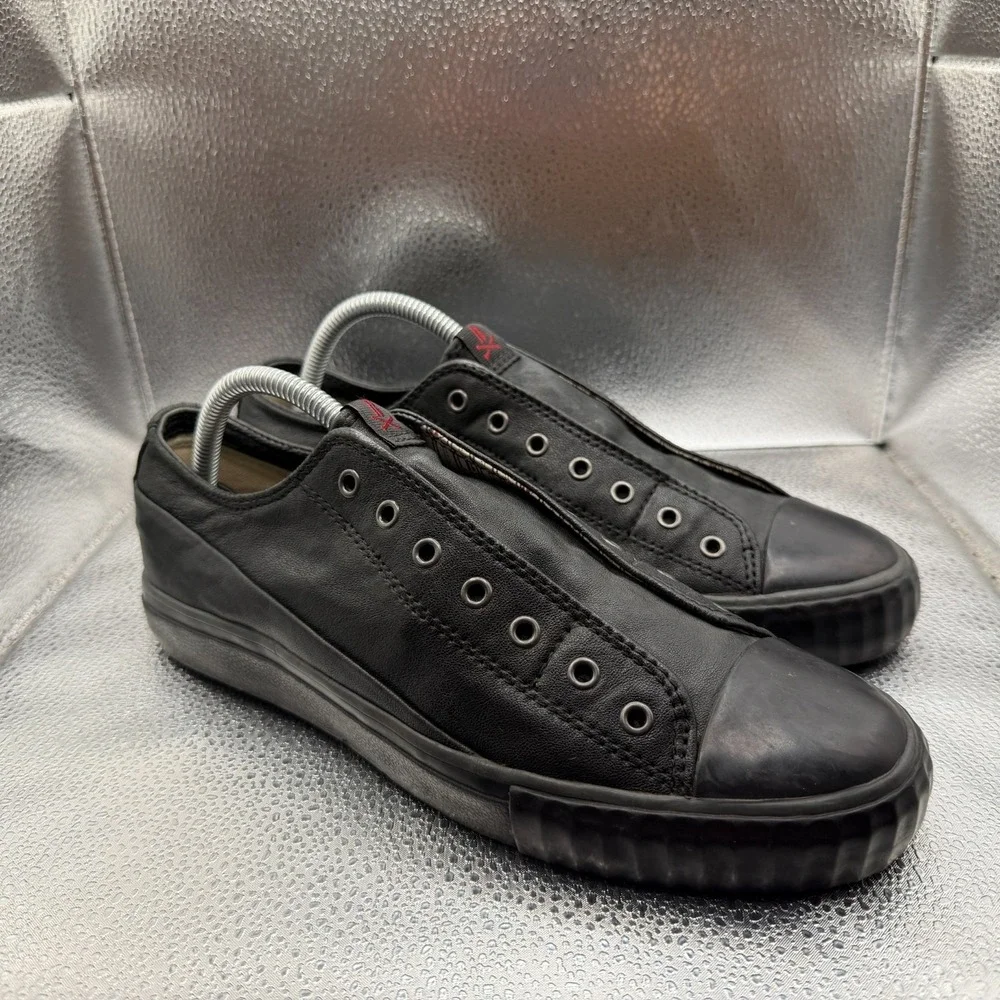Size 7M John‎ Varvatos Bootleg Black Mens Low Top Lace-Up Athletic Sneakers